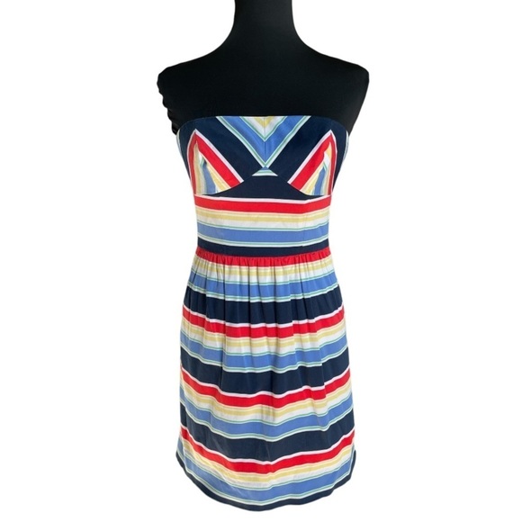 Vineyard Vines Curtain Bluff Striped Strapless Dress | Nautical Sailing Party - Picture 1 of 7